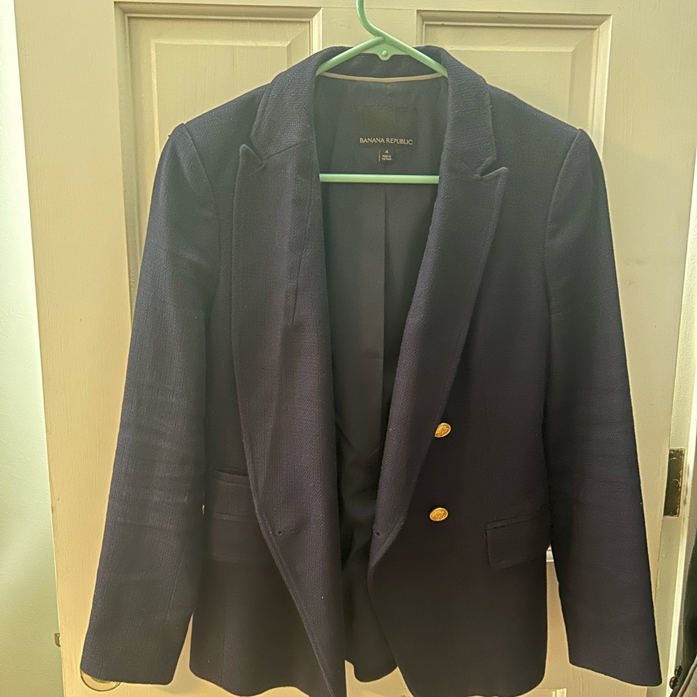 Banana Republic Midnight Blue Blazer with Gold Buttons